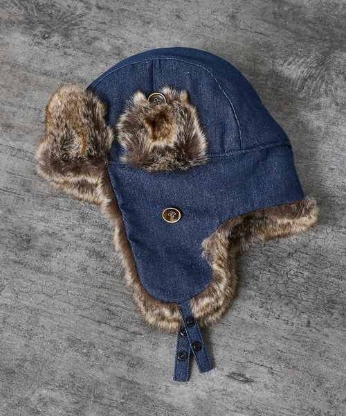 Ruben（ルーベン）の「【RUBEN/ルーベン】DENIM FLYGHT CAP/デニムフライトキャップ/デニム/ファー使い/ユニセックス【WEB限定】（キャップ・メンズ・ブラック/ネイビー・フリー）」の8枚目の写真