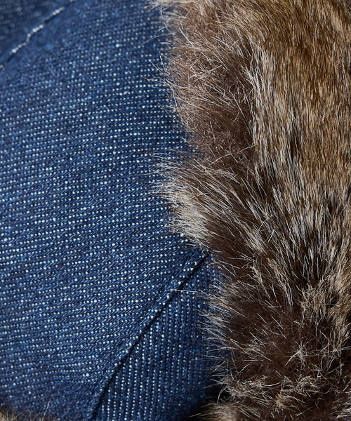Ruben（ルーベン）の「【RUBEN/ルーベン】DENIM FLYGHT CAP/デニムフライトキャップ/デニム/ファー使い/ユニセックス【WEB限定】（キャップ・メンズ・ブラック/ネイビー・フリー）」の6枚目の写真