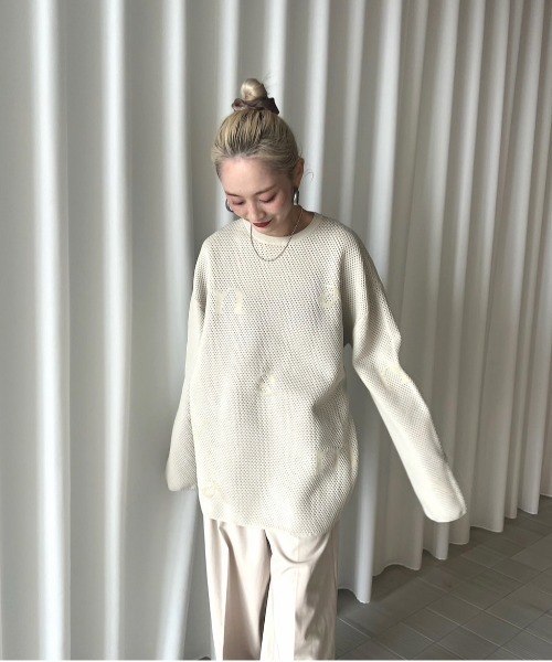 セール】DISPERSE LOGO KNIT TOP（ニット/セーター）｜Ameri（アメリ