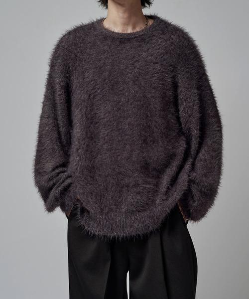 Lui's ルイス　シャギークルーネックニット　ブラック シャギークルーネックニット（ニット/セーター）｜Lui's（ルイス）の