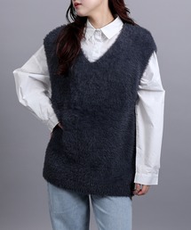 シャギーニット」に該当するニット/セーター（袖なし）ファッション