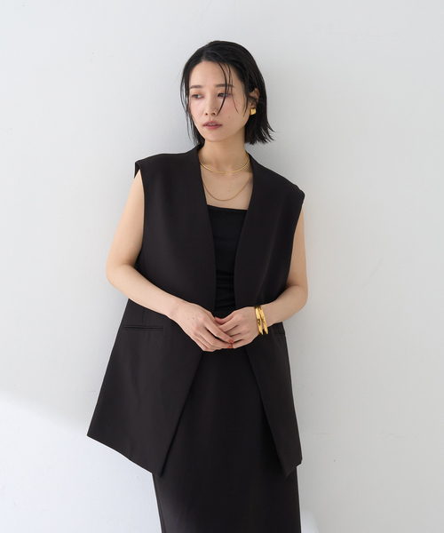 Rouge vif Anna(ルージュヴィフアンナ)の「【セットアップ2点セット】ダブルクロスジレ×タイトスカート(セットアップ・レディース・ブラック・34/36/38)」の10枚目の写真