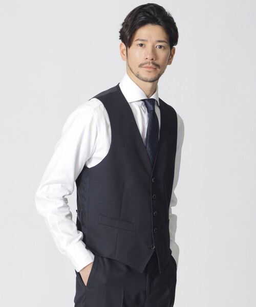 Paul Stuart(ポールスチュアート)の「【Nikkei magazine掲載】「QUINTESSENTIAL」オリジナルトップツイルウールベスト/ジレ(ベスト・メンズ・ダークネイビー・46/44/50/48/52)」の1枚目の写真