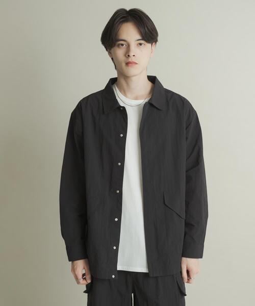 SENSE OF PLACE by URBAN RESEARCH（センスオブプレイスバイアーバンリサーチ）の「ユーティリティーロングスリーブシャツジャケット（ナイロンジャケット・メンズ・ブラック/ライトベージュ/パープル・MEDIUM/LARGE）」の8枚目の写真