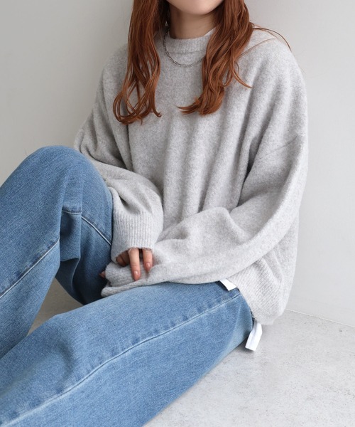 andme(アンドミー)の「ボリューム袖クルーネックニットトップス(ニット/セーター・レディース・ブラック/アイボリー/チャコールグレー/ブルー/ベージュ/ライトグレー・M)」の17枚目の写真