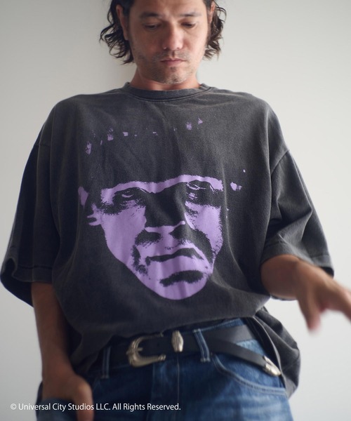 ADAM PATEK(アダムパテック)の「mt9968-Frankenstein face print T Tシャツ(AP2524017)(Tシャツ/カットソー・メンズ・パープル/グリーン・1/2)」の2枚目の写真