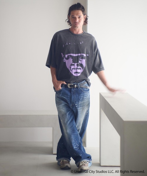 ADAM PATEK(アダムパテック)の「mt9968-Frankenstein face print T Tシャツ(AP2524017)(Tシャツ/カットソー・メンズ・パープル/グリーン・1/2)」の7枚目の写真