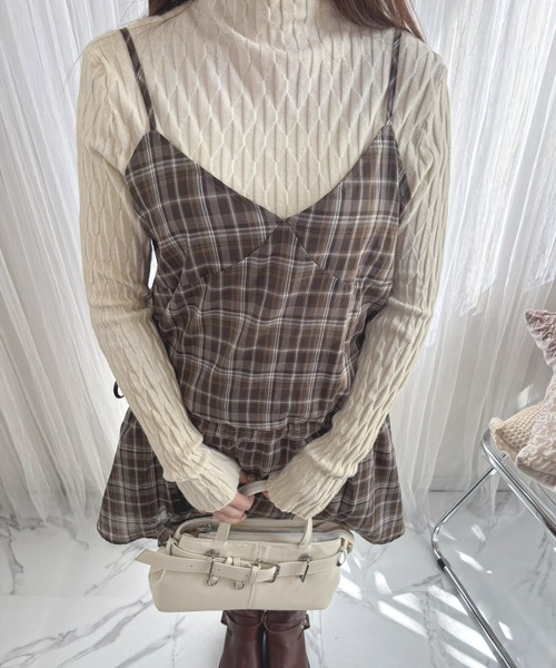 frunco(フランコ)の「【ZOZO限定】ブラウジングチェックキャミワンピース(ワンピース・レディース・グレー/ブラウン・FREE)」の1枚目の写真