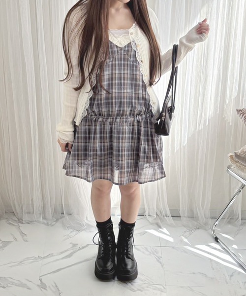 frunco(フランコ)の「【ZOZO限定】ブラウジングチェックキャミワンピース(ワンピース・レディース・グレー/ブラウン・FREE)」の9枚目の写真