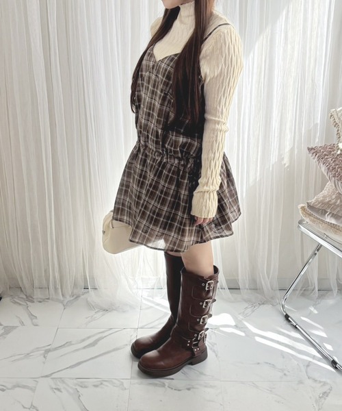 frunco(フランコ)の「【ZOZO限定】ブラウジングチェックキャミワンピース(ワンピース・レディース・グレー/ブラウン・FREE)」の15枚目の写真