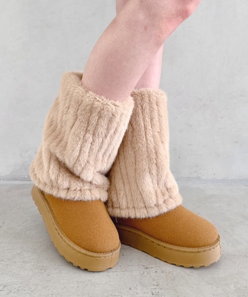 セール】ファーレッグカバーロングムートンブーツ（ブーツ）｜Loueme