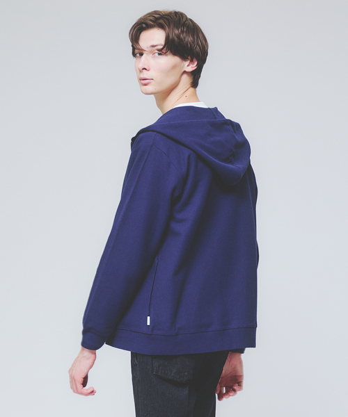 ABAHOUSE GRAY（アバハウスグレイ）の「ダブルジャージ 鹿の子 ジップパーカー（ブルゾン・メンズ・ネイビー/ブラック/グレイッシュベージュ/セージグリーン・46/48）」の4枚目の写真