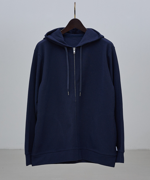 ABAHOUSE GRAY（アバハウスグレイ）の「ダブルジャージ 鹿の子 ジップパーカー（ブルゾン・メンズ・ネイビー/ブラック/グレイッシュベージュ/セージグリーン・46/48）」の6枚目の写真