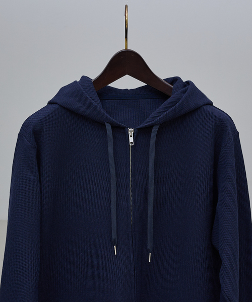 ABAHOUSE GRAY（アバハウスグレイ）の「ダブルジャージ 鹿の子 ジップパーカー（ブルゾン・メンズ・ネイビー/ブラック/グレイッシュベージュ/セージグリーン・46/48）」の8枚目の写真