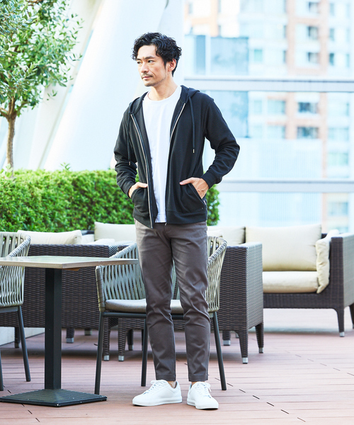 ABAHOUSE GRAY（アバハウスグレイ）の「ダブルジャージ 鹿の子 ジップパーカー（ブルゾン・メンズ・ネイビー/ブラック/グレイッシュベージュ/セージグリーン・46/48）」の18枚目の写真