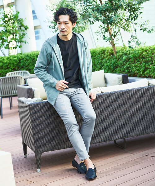 ABAHOUSE GRAY（アバハウスグレイ）の「ダブルジャージ 鹿の子 ジップパーカー（ブルゾン・メンズ・ネイビー/ブラック/グレイッシュベージュ/セージグリーン・46/48）」の21枚目の写真