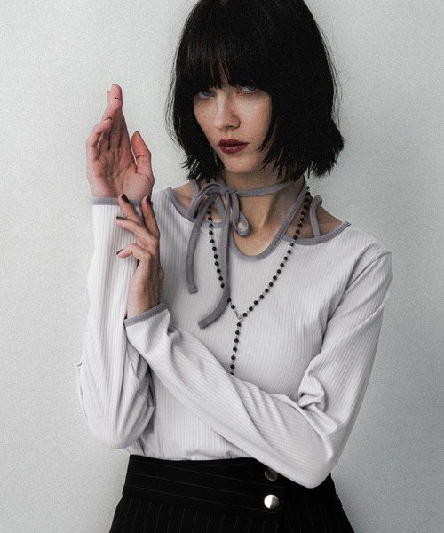 HARE（ハレ）の「ハイショクリブタイトT(HARE)（Tシャツ/カットソー・レディース・ボルドー/ライトグレー/ブラック・FREE）」の2枚目の写真