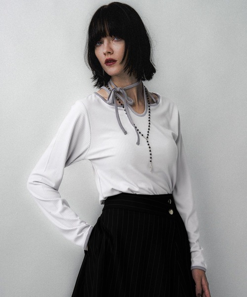 HARE（ハレ）の「ハイショクリブタイトT(HARE)（Tシャツ/カットソー・レディース・ボルドー/ライトグレー/ブラック・FREE）」の12枚目の写真