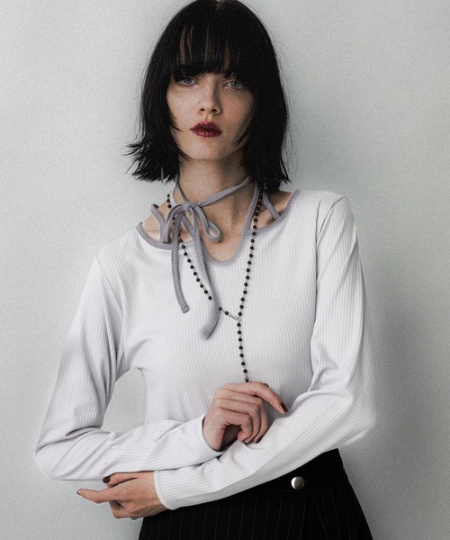 HARE（ハレ）の「ハイショクリブタイトT(HARE)（Tシャツ/カットソー・レディース・ボルドー/ライトグレー/ブラック・FREE）」の14枚目の写真