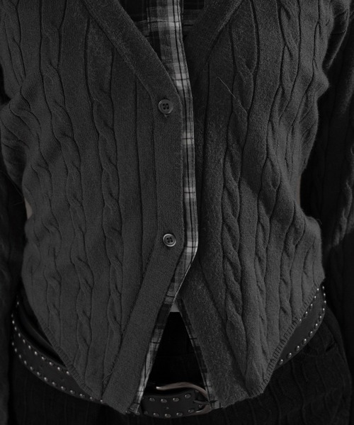 apres jour mignon（アプレジュールミニョン）の「ダブル襟カーディガン（カーディガン/ボレロ・レディース・ブラウン系その他/ネイビー/チャコールグレー/ボルドー/ライトグレー/モカ/ダークブルー・X-LARGE/フリー）」の20枚目の写真