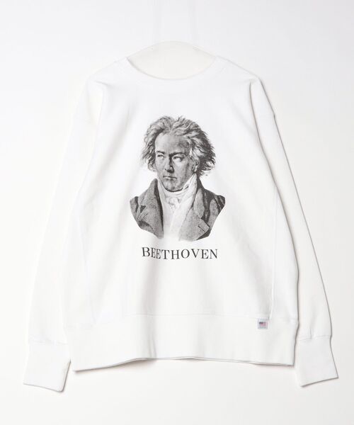 HOUSTON(ヒューストン)の「HOUSTON / PRINT U.S.COTTON R/V SWEAT・・eethoven/Brahms・・/ 22319 / 22321(スウェット・レディース・ホワイト系その他/グレー/グレー系その他/ホワイト・X-LARGE/LARGE)」の2枚目の写真