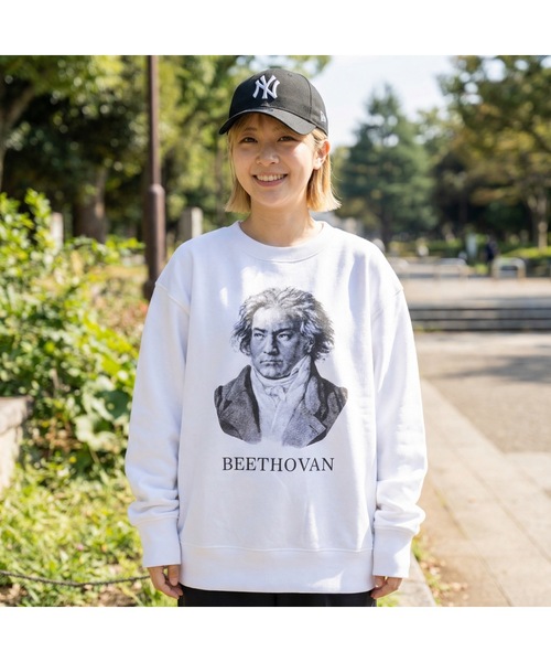 HOUSTON(ヒューストン)の「HOUSTON / PRINT U.S.COTTON R/V SWEAT・・eethoven/Brahms・・/ 22319 / 22321(スウェット・レディース・ホワイト系その他/グレー/グレー系その他/ホワイト・X-LARGE/LARGE)」の8枚目の写真