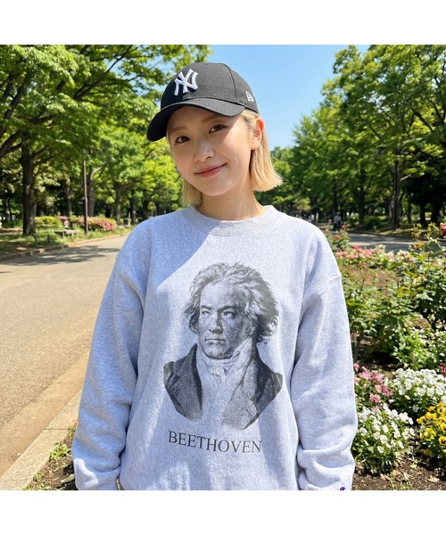 HOUSTON(ヒューストン)の「HOUSTON / PRINT U.S.COTTON R/V SWEAT・・eethoven/Brahms・・/ 22319 / 22321(スウェット・レディース・ホワイト系その他/グレー/グレー系その他/ホワイト・X-LARGE/LARGE)」の9枚目の写真