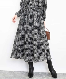 MK MICHEL KLEIN | チェック柄シフォンスカート/洗える(スカート)