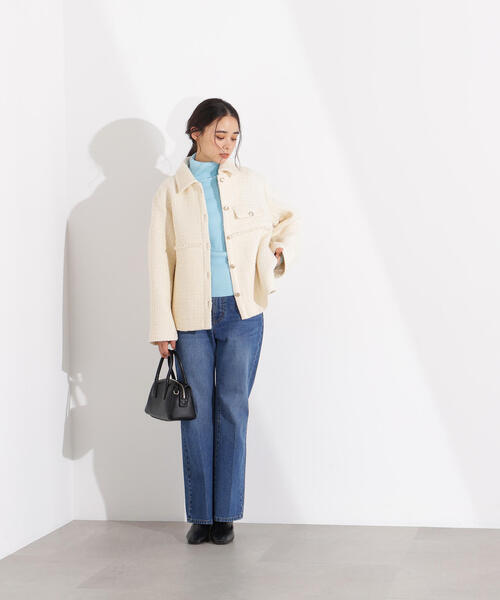 N.（N. Natural Beauty Basic）（エヌエヌナチュラルビューティーベーシック）の「ツイード SETUP ブルゾン（ブルゾン・レディース・キャメル/ブラック/オフホワイト・MEDIUM/SMALL）」の4枚目の写真