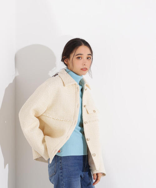 N.（N. Natural Beauty Basic）（エヌエヌナチュラルビューティーベーシック）の「ツイード SETUP ブルゾン（ブルゾン・レディース・キャメル/ブラック/オフホワイト・MEDIUM/SMALL）」の5枚目の写真