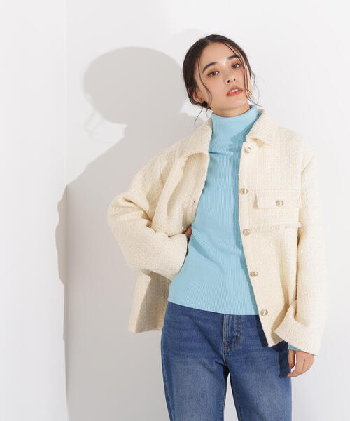 N.（N. Natural Beauty Basic）（エヌエヌナチュラルビューティーベーシック）の「ツイード SETUP ブルゾン（ブルゾン・レディース・キャメル/ブラック/オフホワイト・MEDIUM/SMALL）」の6枚目の写真