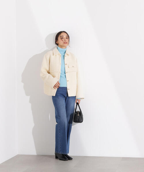 N.（N. Natural Beauty Basic）（エヌエヌナチュラルビューティーベーシック）の「ツイード SETUP ブルゾン（ブルゾン・レディース・キャメル/ブラック/オフホワイト・MEDIUM/SMALL）」の8枚目の写真