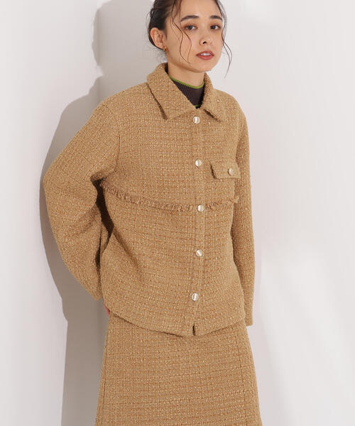 N.（N. Natural Beauty Basic）（エヌエヌナチュラルビューティーベーシック）の「ツイード SETUP ブルゾン（ブルゾン・レディース・キャメル/ブラック/オフホワイト・MEDIUM/SMALL）」の3枚目の写真