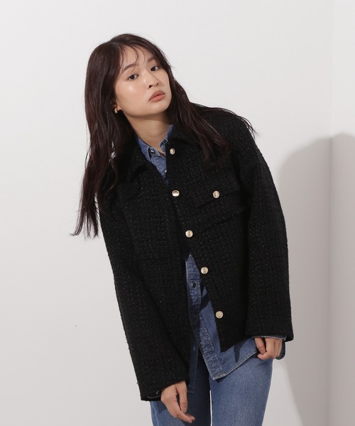 N.（N. Natural Beauty Basic）（エヌエヌナチュラルビューティーベーシック）の「ツイード SETUP ブルゾン（ブルゾン・レディース・キャメル/ブラック/オフホワイト・MEDIUM/SMALL）」の2枚目の写真