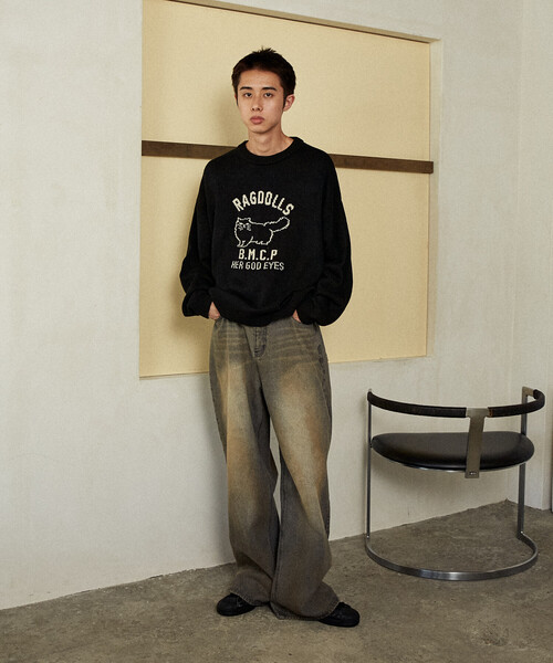 FREAK'S STORE(フリークスストア)の「PUBLUX/パブリュクス RAGDOLLS CAT ラグドール キャット ジャガードニット 限定展開(ニット/セーター・レディース・グレー/ブラック/ネイビー/レッド・SMALL/MEDIUM/LARGE)」の13枚目の写真