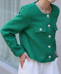 Ampirula（アンピルーラ）の「【2025AW】ツイードジャケット 秋 フォーマル オフィス 冬 秋冬 ノーカラー（ノーカラージャケット）」