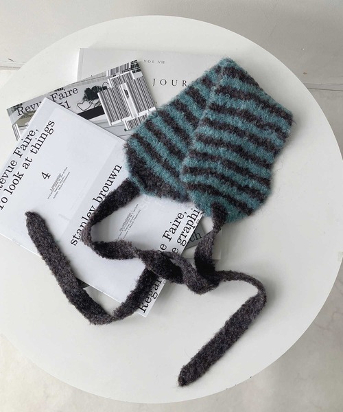 AS KNOW AS plus（アズノゥアズプラス）の「ボーダー配色ニットイヤーマフ（イヤーマフ・レディース・ブラック/ブルー/ピンク/グリーン/ブラウン・FREE）」の9枚目の写真