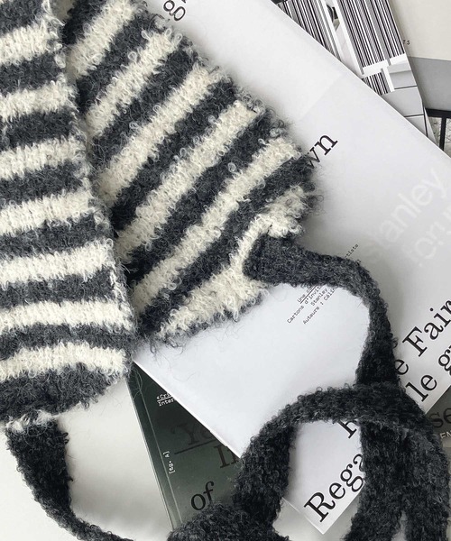 AS KNOW AS plus（アズノゥアズプラス）の「ボーダー配色ニットイヤーマフ（イヤーマフ・レディース・ブラック/ブルー/ピンク/グリーン/ブラウン・FREE）」の8枚目の写真