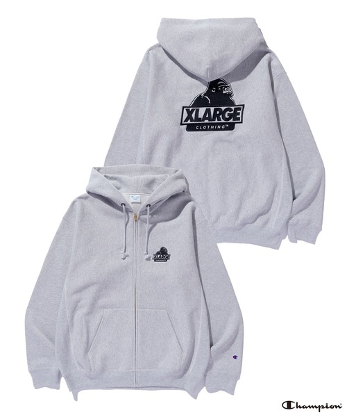 大勝利 XLARGE×Champion REVERSE WEAVE ZIP UP HOODED SWEATSHIRT（パーカー