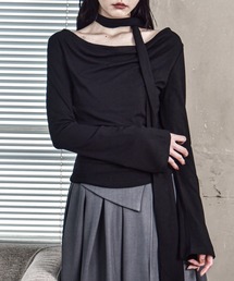 スリムマフラー付きドレープTシャツ
