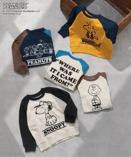 PEANUTS（ピーナッツ）の「PEANUTSコラボ ラグラントレーナー（スウェット・キッズ・ブラック/ブルー/イエロー/ブラウン/レインボー・90/100/140/80/120/130/110）」の6枚目の写真