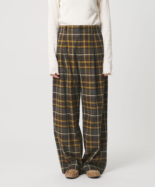 セール】コットンフランネルチェック バックゴムワイドパンツ（その他