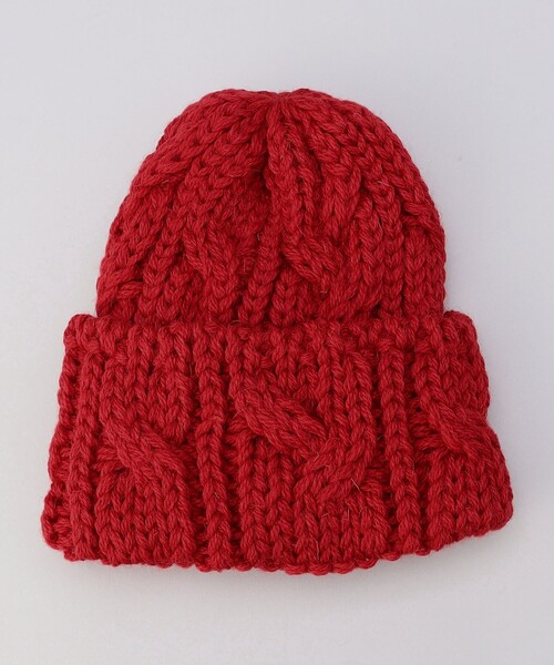 HIGHLAND 2000（ハイランドトゥーサウザンド）の「【HIGHLAND 2000（ハイランド2000）】ケーブルニットキャップ（別注カラーあり）（ニットキャップ/ビーニー・レディース・オフホワイト/レッド/ダークグレー・FREE）」の4枚目の写真