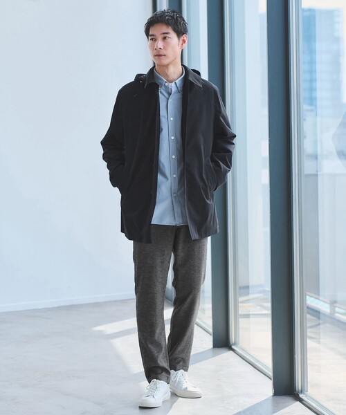 green label relaxing（グリーンレーベルリラクシング）の「ルミレットウール TAION フード バルカラーコート -撥水-（ステンカラーコート・メンズ・ブラウン系/ダークグレー/ネイビー・M/L/XL/S）」の13枚目の写真