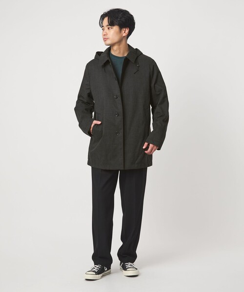 green label relaxing（グリーンレーベルリラクシング）の「ルミレットウール TAION フード バルカラーコート -撥水-（ステンカラーコート・メンズ・ブラウン系/ダークグレー/ネイビー・M/L/XL/S）」の18枚目の写真