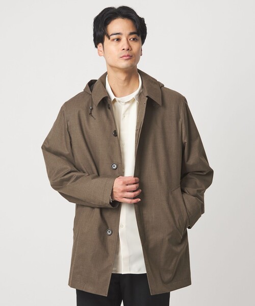 green label relaxing（グリーンレーベルリラクシング）の「ルミレットウール TAION フード バルカラーコート -撥水-（ステンカラーコート・メンズ・ブラウン系/ダークグレー/ネイビー・M/L/XL/S）」の20枚目の写真