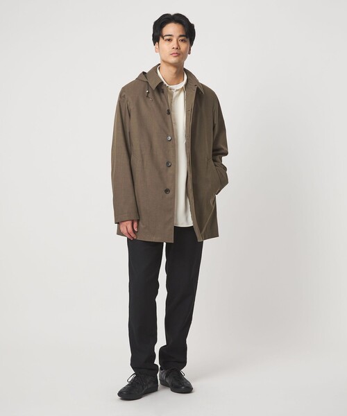 green label relaxing（グリーンレーベルリラクシング）の「ルミレットウール TAION フード バルカラーコート -撥水-（ステンカラーコート・メンズ・ブラウン系/ダークグレー/ネイビー・M/L/XL/S）」の21枚目の写真