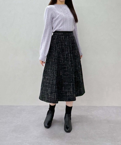 MISCH MASCH（ミッシュマッシュ）の「バックリボンビジューケーブルニット（ニット/セーター・レディース・ラベンダー/ホワイト/ブラック・ﾌﾘ-）」の9枚目の写真