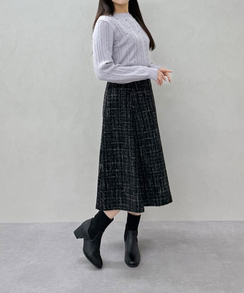 MISCH MASCH（ミッシュマッシュ）の「バックリボンビジューケーブルニット（ニット/セーター・レディース・ラベンダー/ホワイト/ブラック・ﾌﾘ-）」の10枚目の写真