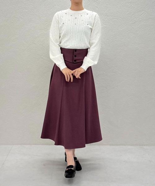 MISCH MASCH（ミッシュマッシュ）の「バックリボンビジューケーブルニット（ニット/セーター・レディース・ラベンダー/ホワイト/ブラック・ﾌﾘ-）」の12枚目の写真